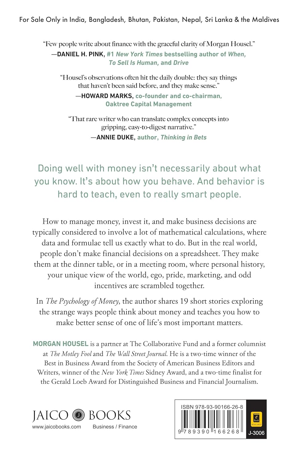 The Psychology of Money: Timeless lessons on wealth, greed, and happiness